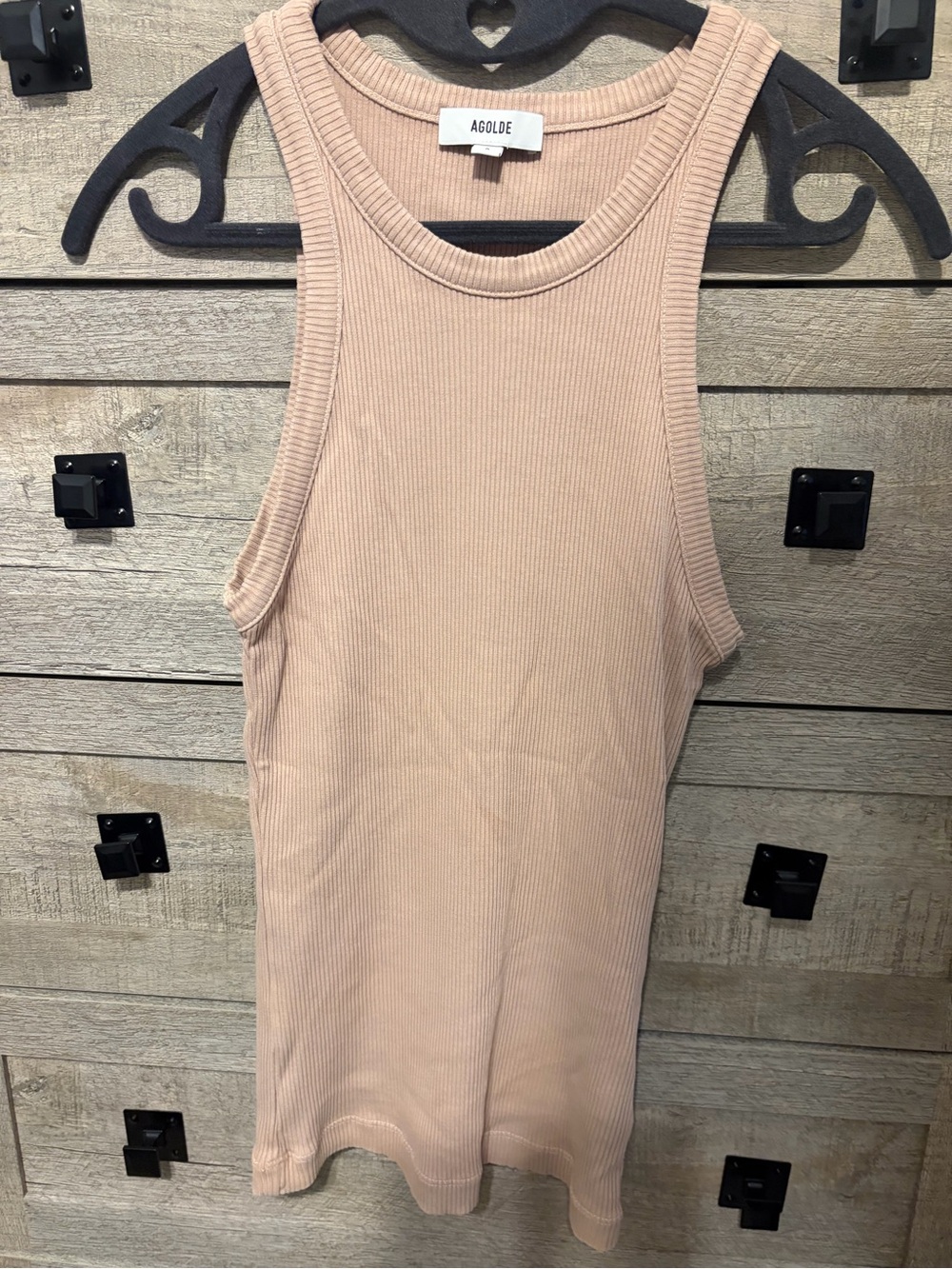 Agolde Ribbed Tank Top - Blush Beige